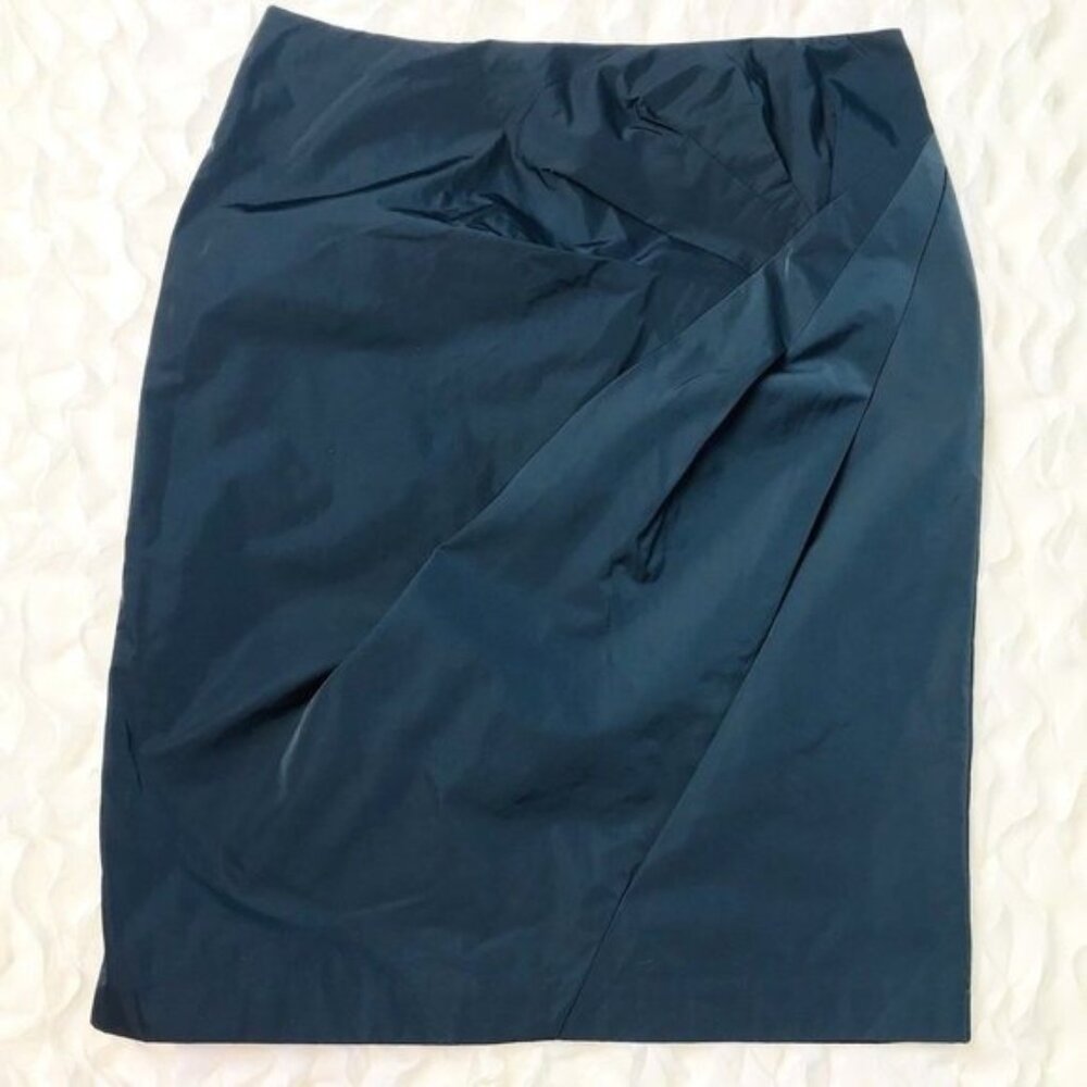 Veronika Maine Cinched Pencil Skirt Sz 10 Dark Iridescent Blue Evening New $169 - Picture 6 of 10